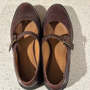 (Madewell) Maroon Leather Mary Jane Shoes